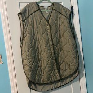 oversized Quilted Green Vest
